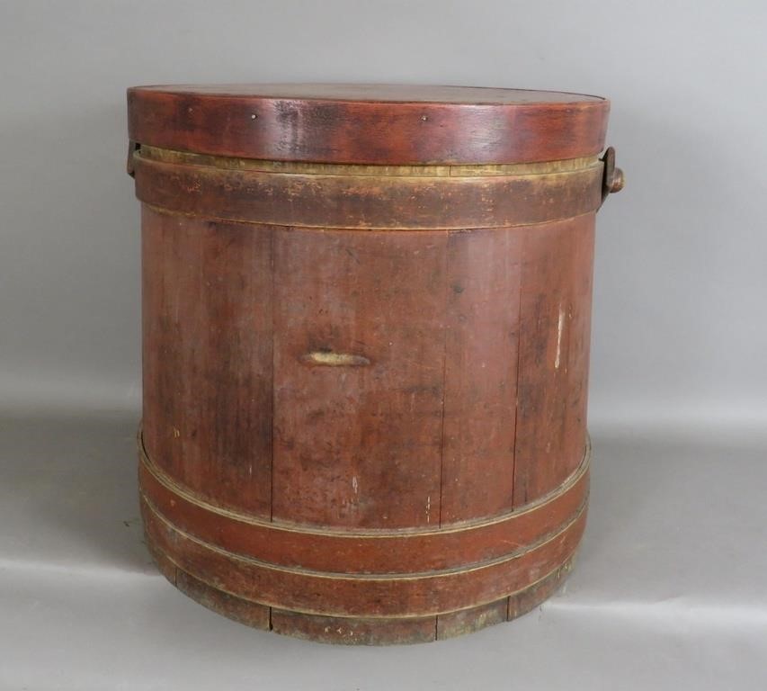 MASSIVE RED PAINTED SOFTWOOD LIDDED