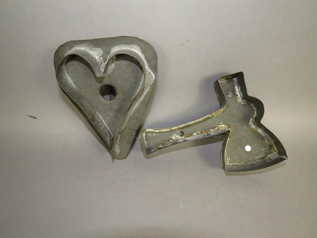 2 TIN FIGURAL COOKIE CUTTERSca. early