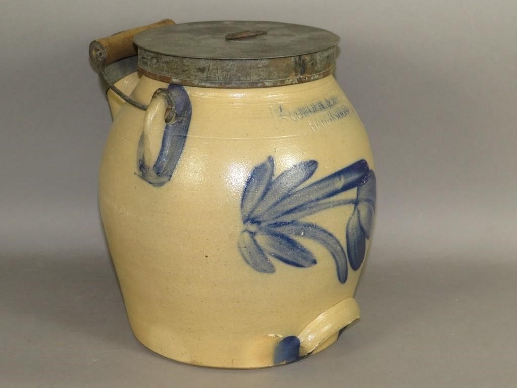 1 1/2 GALLON COBALT DECORATED STONEWARE