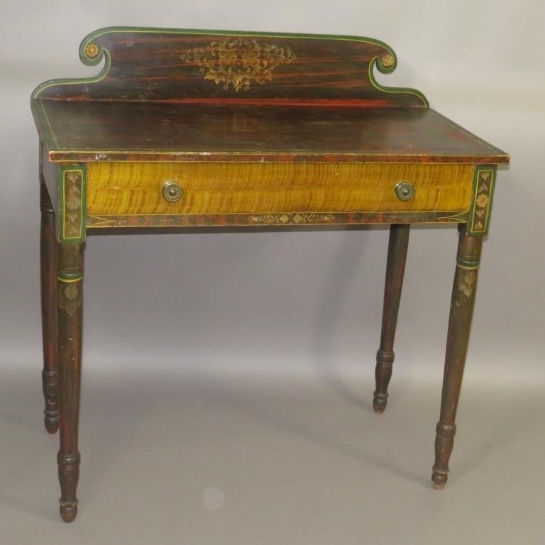 DECORATED ONE DRAWER TABLEca. 1850;