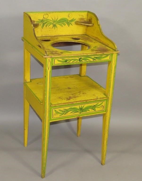 WASHSTANDca. 1840; in yellow paint with