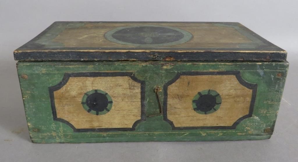 PRIMITIVE PAINT DECORATED SOFTWOOD BOXca.