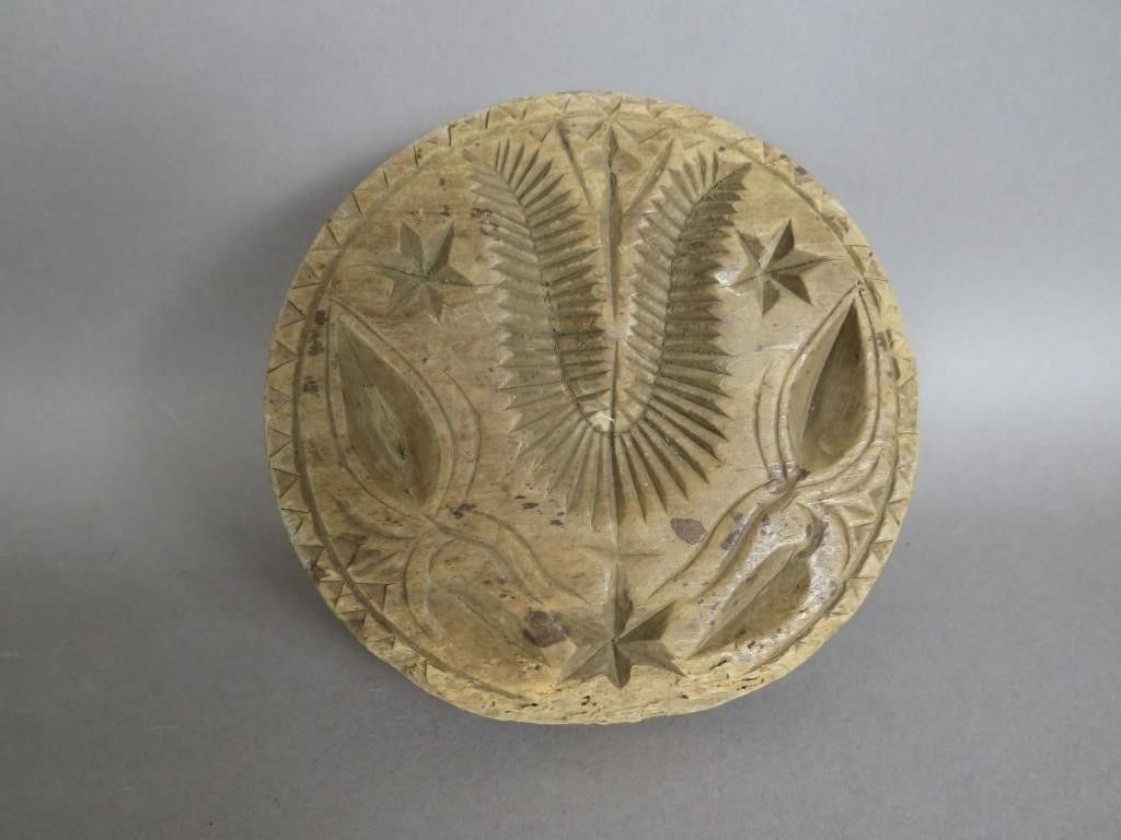 EARLY PA CARVED TULIP DESIGN BUTTER