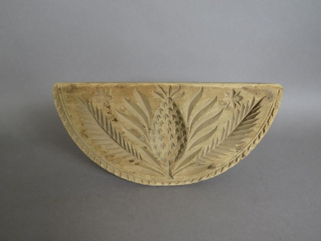 CARVED HALF-ROUND HANDLED BUTTER