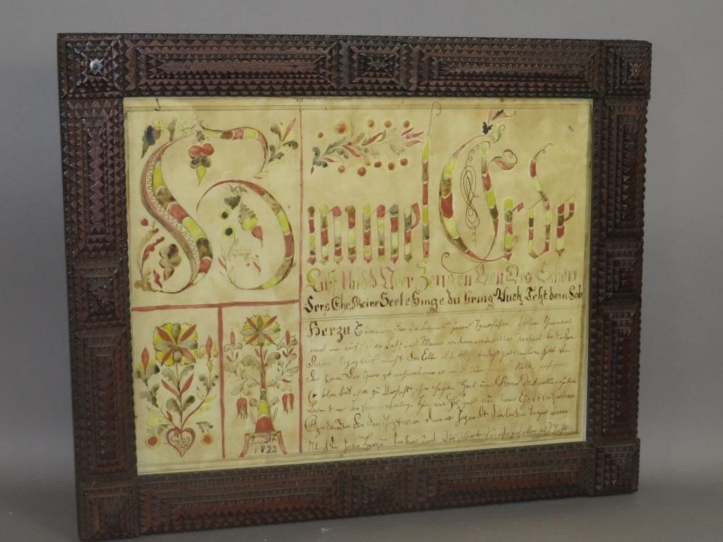 TRAMP ART FRAMED FRAKTUR VORSCHRIFFTca.