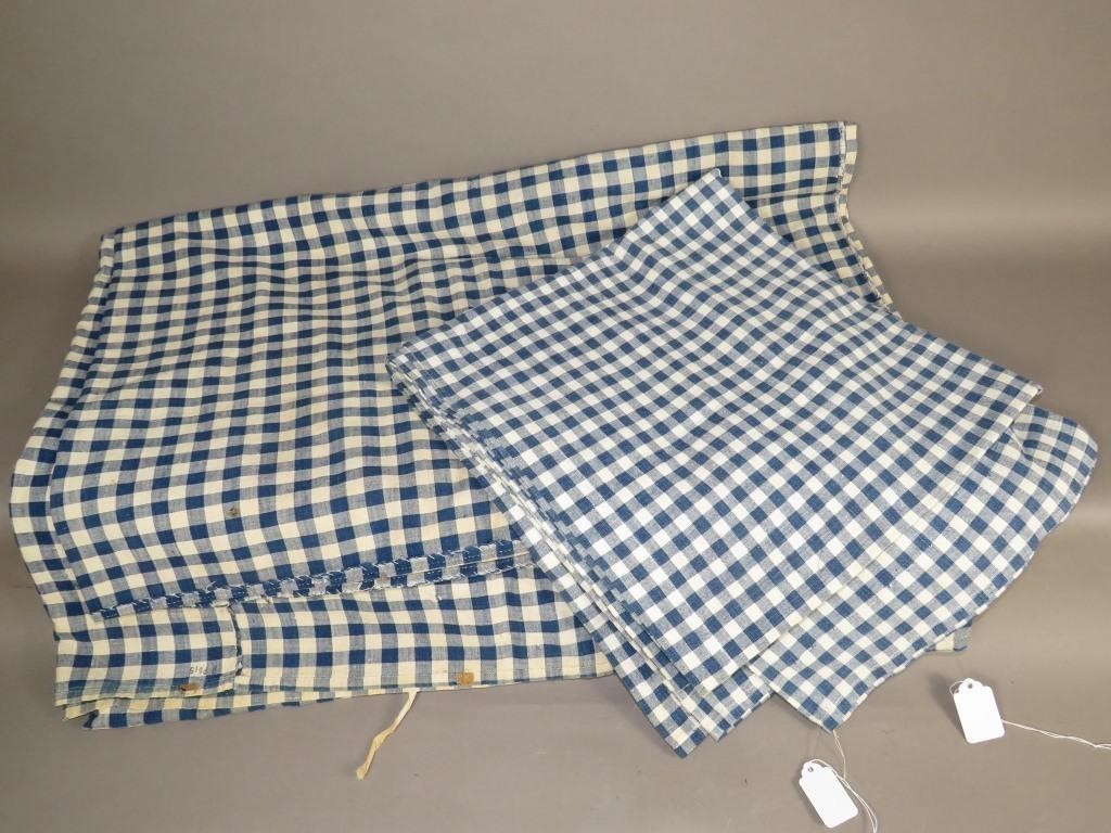 2 PIECE BLUE AND WHITE CHECK FABRICca.