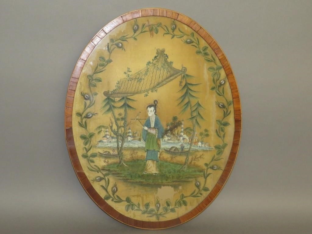 WATERCOLOR ON SILKca. 1890; Asian motif