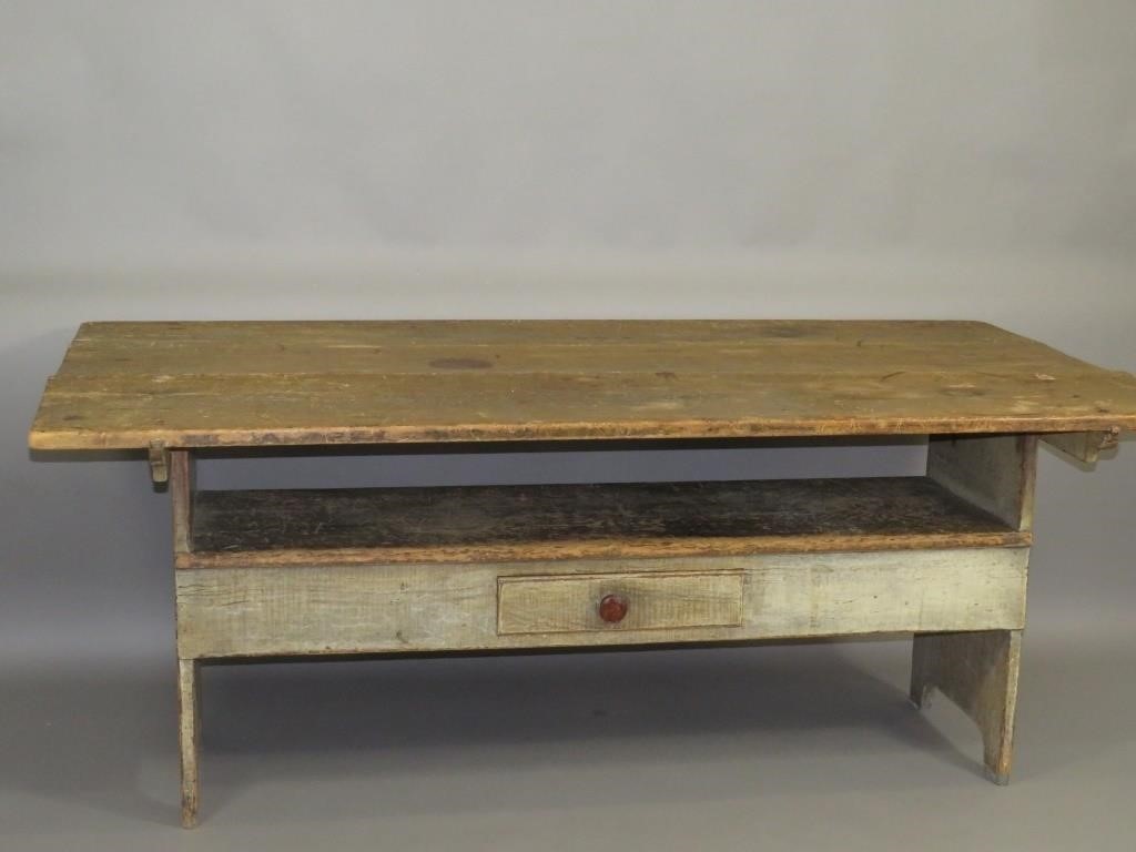 BENCH TABLEca. 1850; in painted