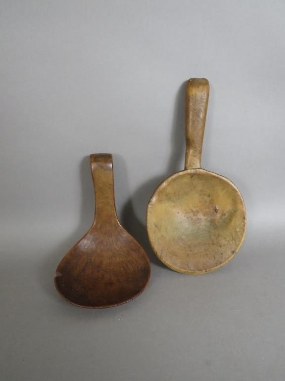 2 WOODEN SCOOPSca. 18th-19th century;