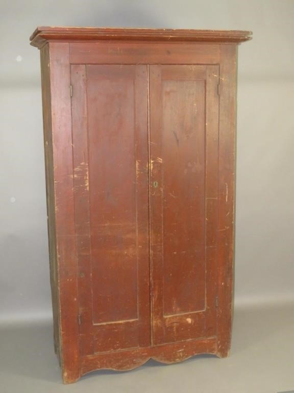 RED WARDROBEca. 1840; pine with