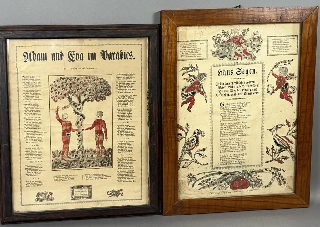 2 FRAMED PRINTED BROADSIDES CA.