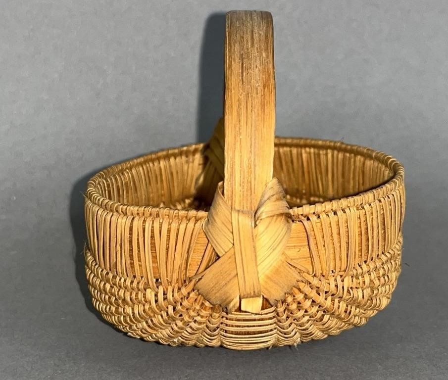 FINE MINIATURE BONNET SHAPED BASKET