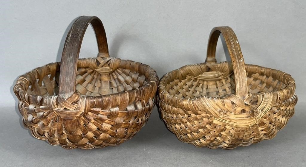 2 CHILDS SIZE EGG BASKETS CA. 19TH-EARLY