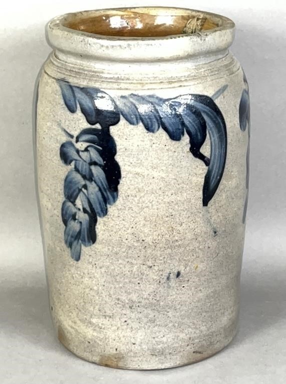 COBALT DECORATED STONEWARE JAR