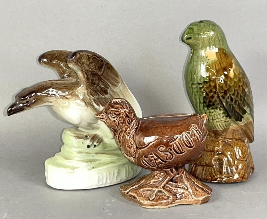 3 CERAMIC FIGURAL BIRD SHAPED BANKS