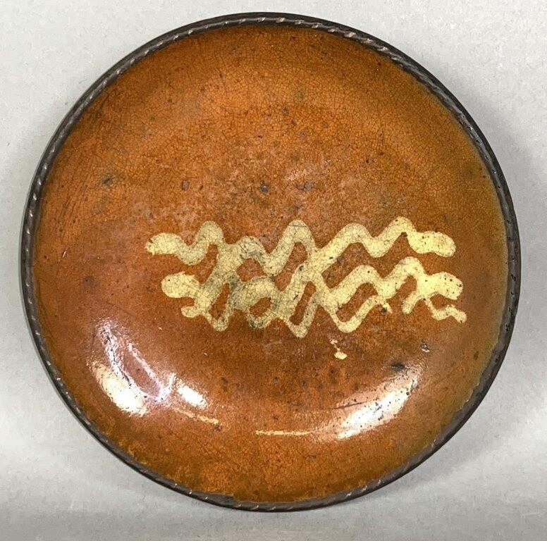 PA SLIPWARE PLATE CA. 1860; WITH CENTRAL