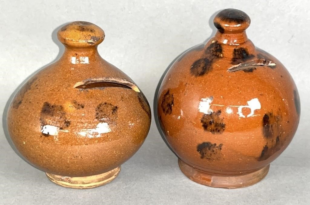 2 PA REDWARE BANKS CA. 1880; TWO