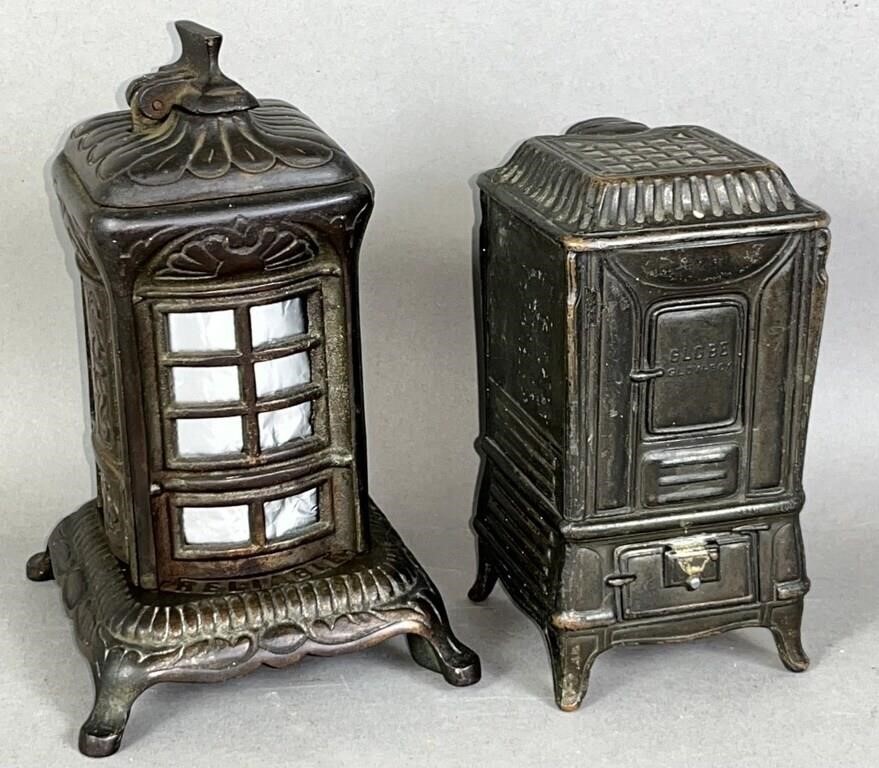 2 CAST IRON HEATROLA/PARLOR STOVE