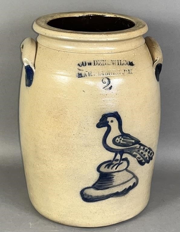 2 GALLON COBALT DECORATED COWDEN & WILCOXstoneware