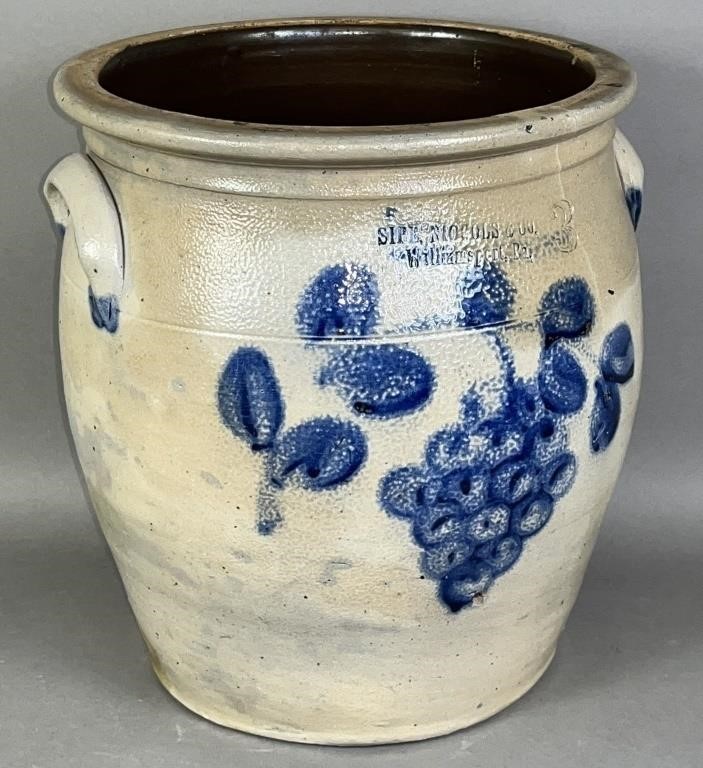 3 GALLON COBALT DECORATED SIPE, NICHOLS