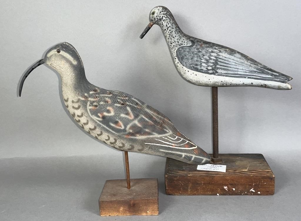 2 WOODEN SHORE BIRD CARVINGS CA.