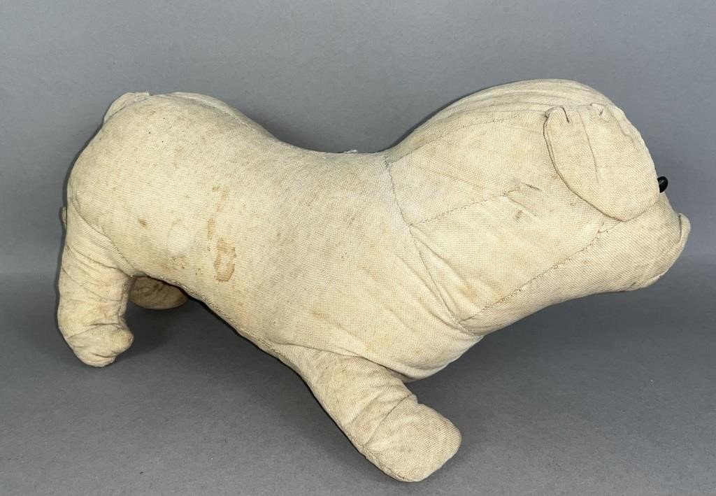 RAG STUFFED MAKE-DO TOY DOG CA. 1880-1900;homecrafted