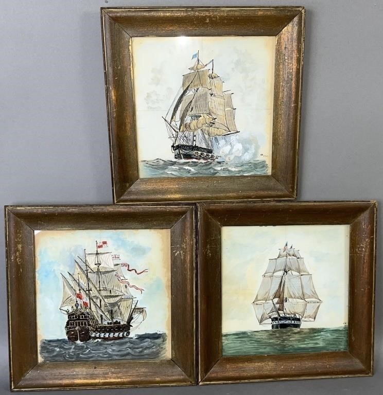 SET OF 3 WATERCOLOR PAINTINGS OF