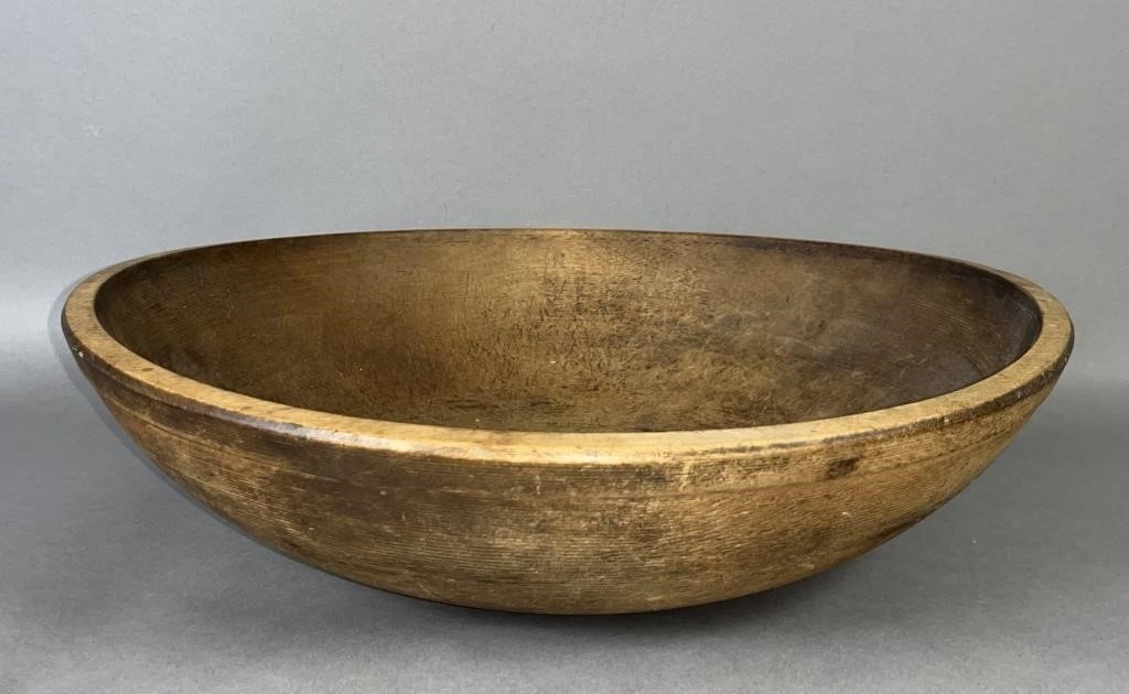 EARLY WOODEN BUTTER/DOUGH BOWL CA. 1840-1890;early