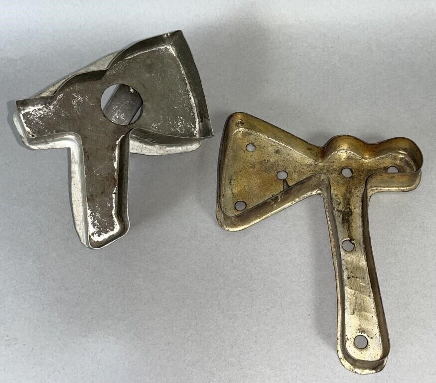 2 TIN HATCHET SHAPED COOKIE CUTTERS