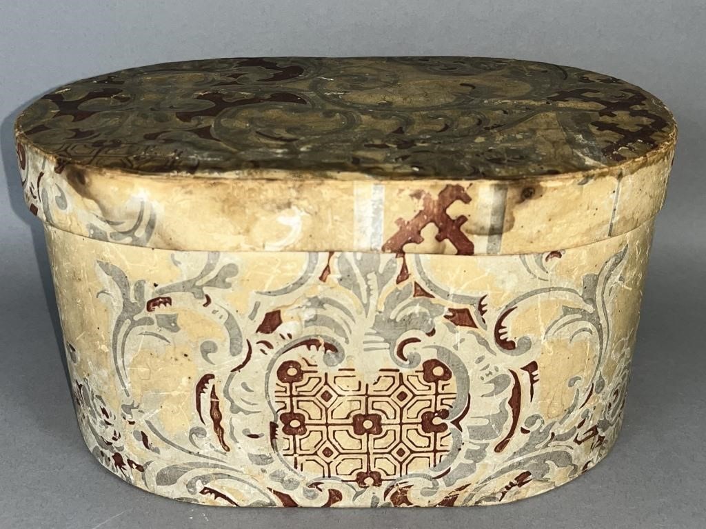 OVAL WALLPAPER LIDDED SUNDRY BOX