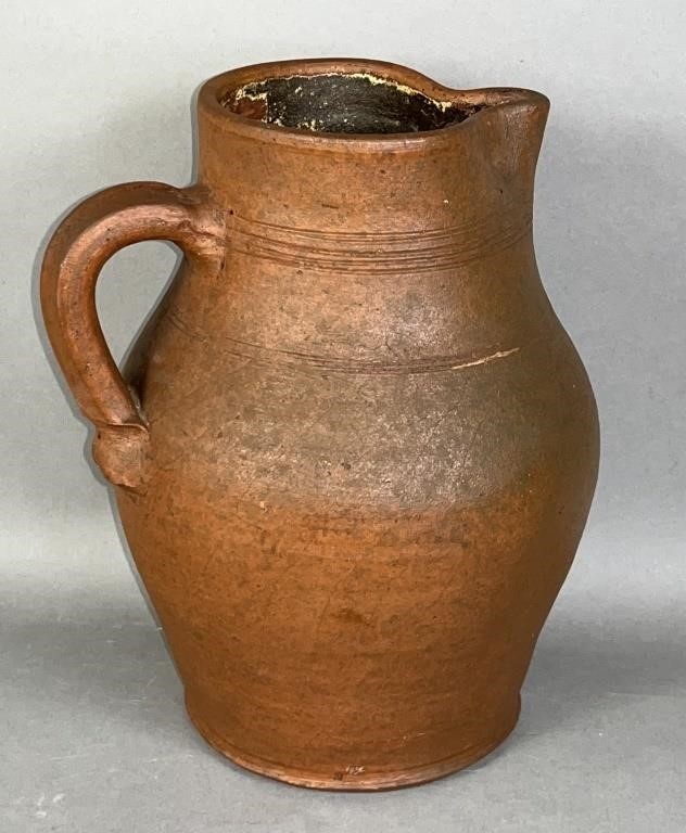 PA REDWARE PITCHER CA. 1900-1940;