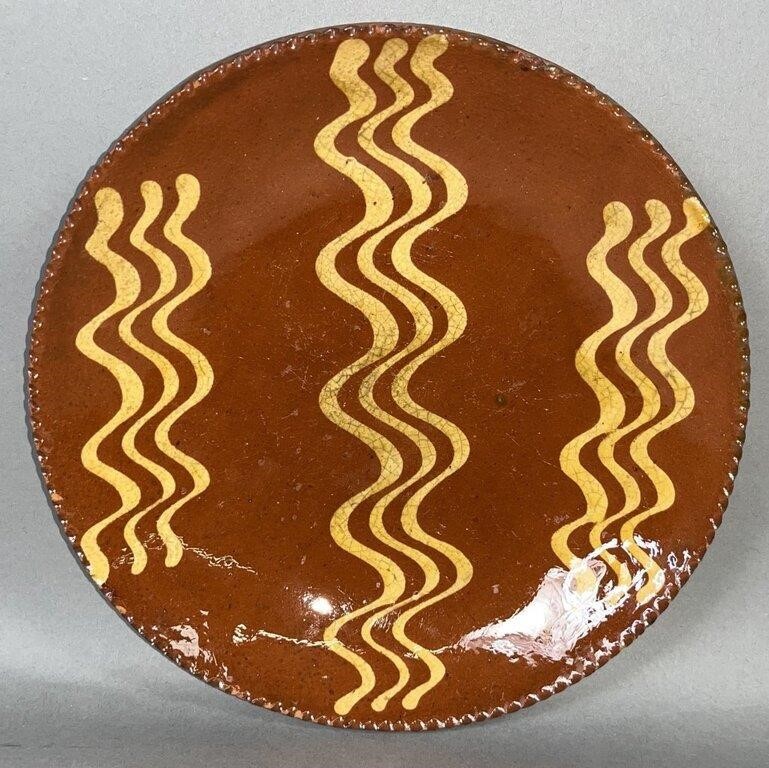 PA SLIPWARE PLATE CA. 1860; FINE PA