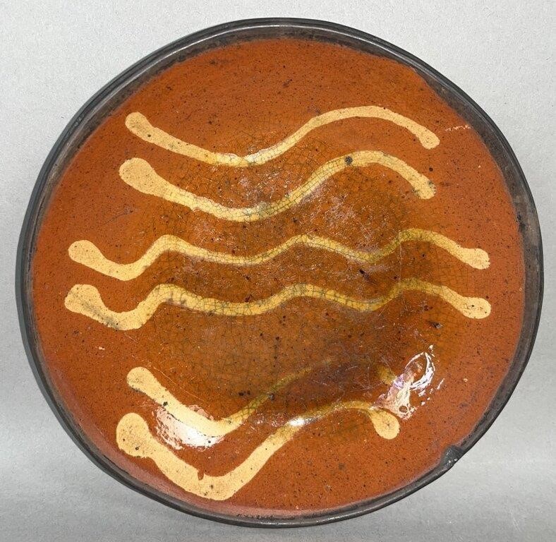 PA SLIPWARE PLATE CA. 1880; THREE