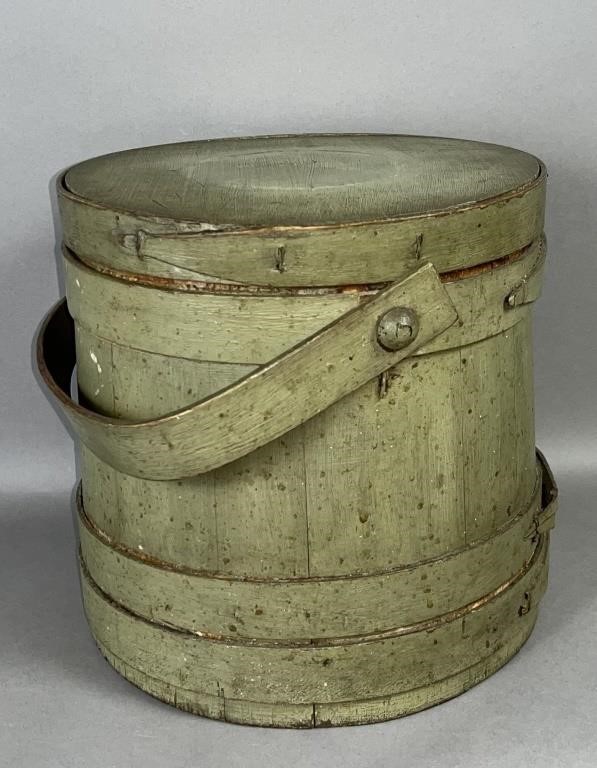 LIGHT GREEN PAINTED SOFTWOOD LIDDED