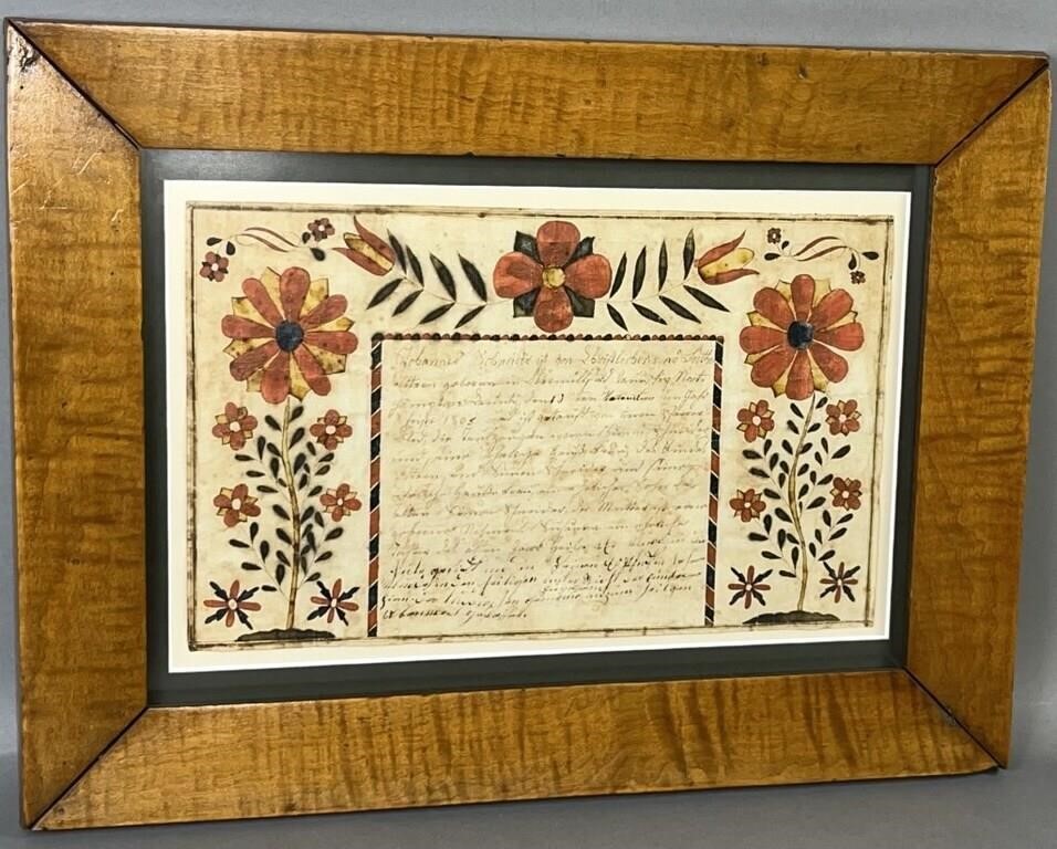 FRAMED SCHNEIDER FAMILY FRAKTUR