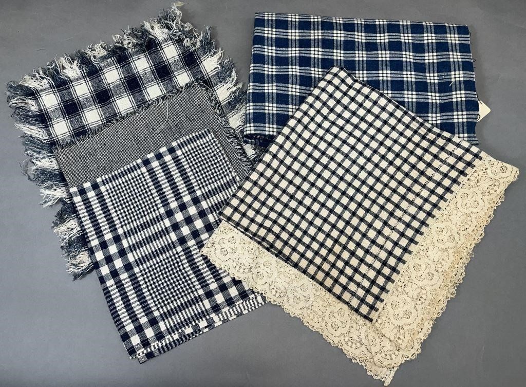 5 ASSORTED BLUE CHECK COTTON TEXTILES