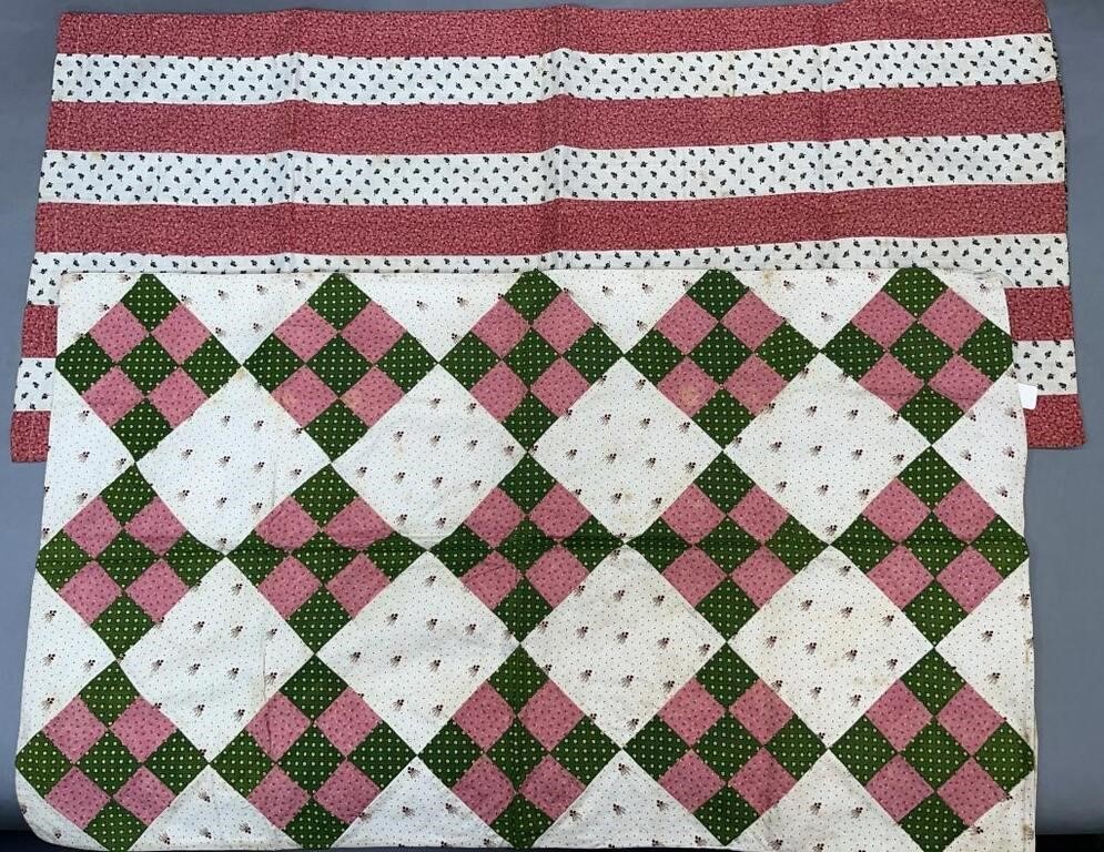 2 UNMATCHED PATCHWORK CALICO FABRIC