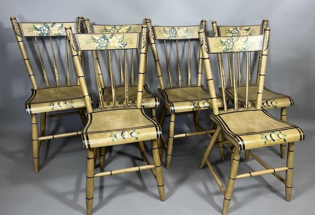 SET OF 6 DECORATED CHAIRS CA. 1860;
