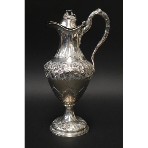 Antique silver plate claret jug, approx