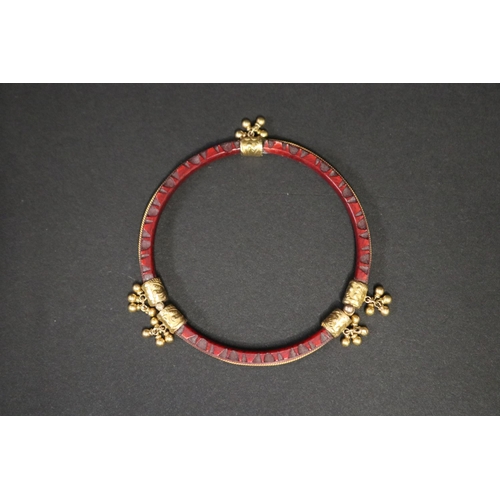 Vintage carved Cinnabar and gold