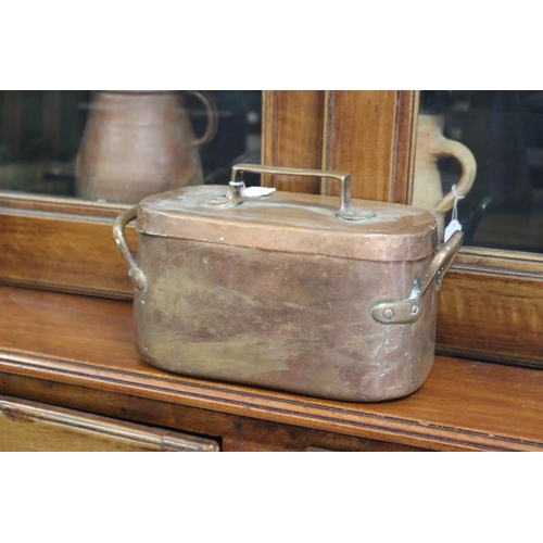 Antique French lidded copper pot,