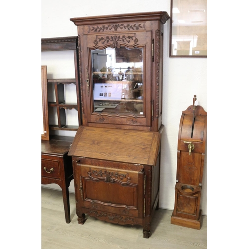 Vintage French oak bureau bookcase,