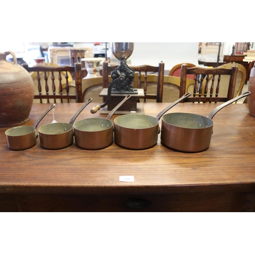 Set of five antique French copper