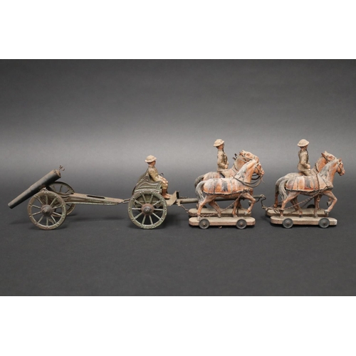 Old childrens toy of horses & cart,
