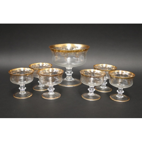 Gilt decorated glass dessert service,