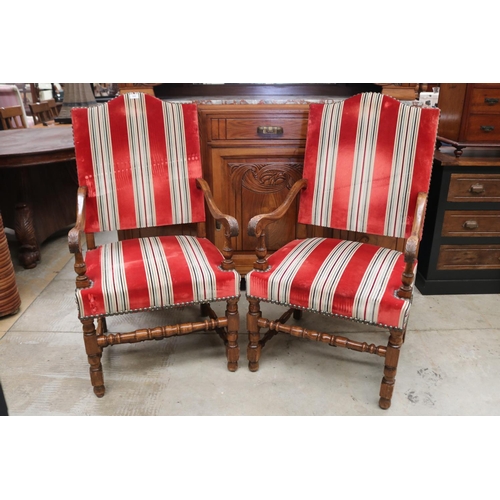 Pair of French oak Louis XIII armchairs