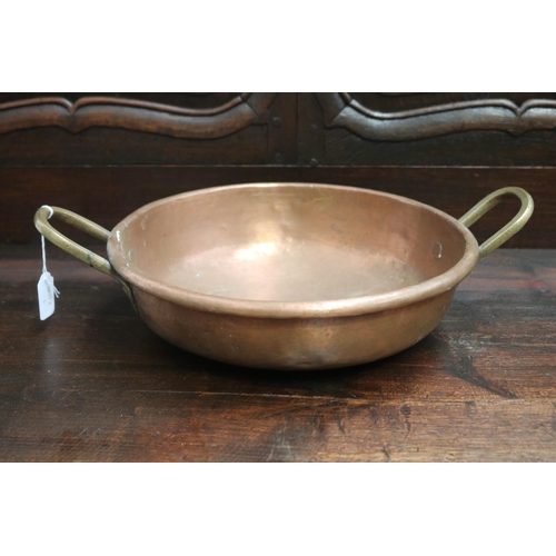 Antique copper and brass pan, approx