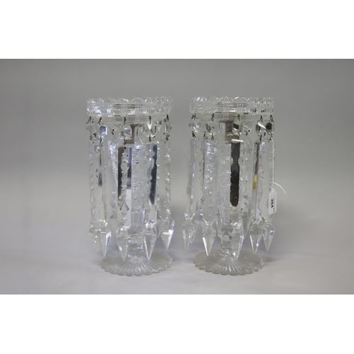 Pair of antique cut crystal lustres,
