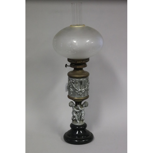 Antique figural lamp, approx 70cm H