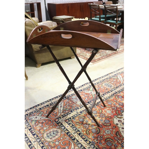 Butlers tray on turned folding stand,